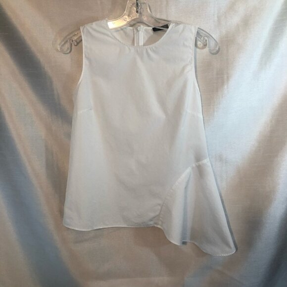 Massimo Dutti Sleeveless White Cotton Asymmetrical Top  Ladies Xsm - Picture 14 of 14